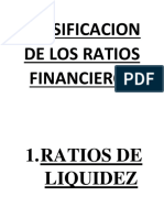 Clasificacion de Los Ratios Financieros