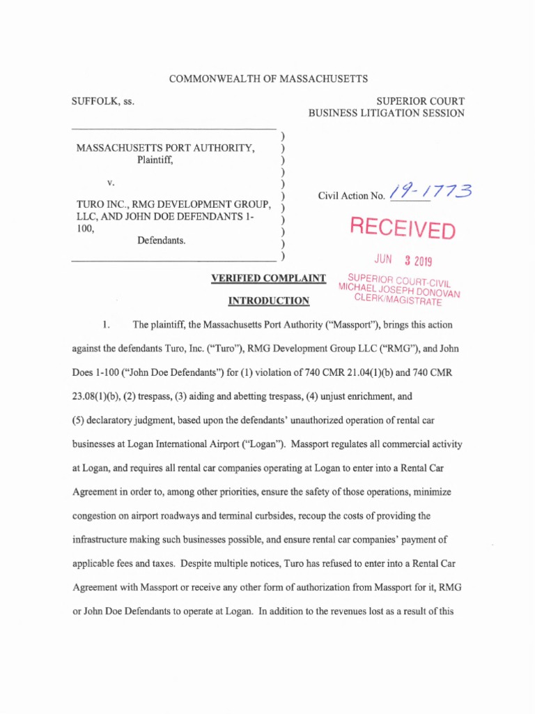 Massport V Turo Renting Lease