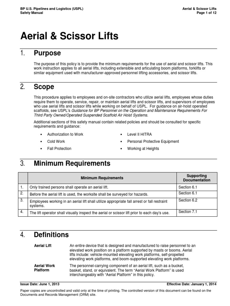 Aerial & Scissor Lifts Harmonized Policy PDF Elevator