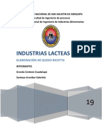 Elaboración de queso Ricotta a partir de suero de leche