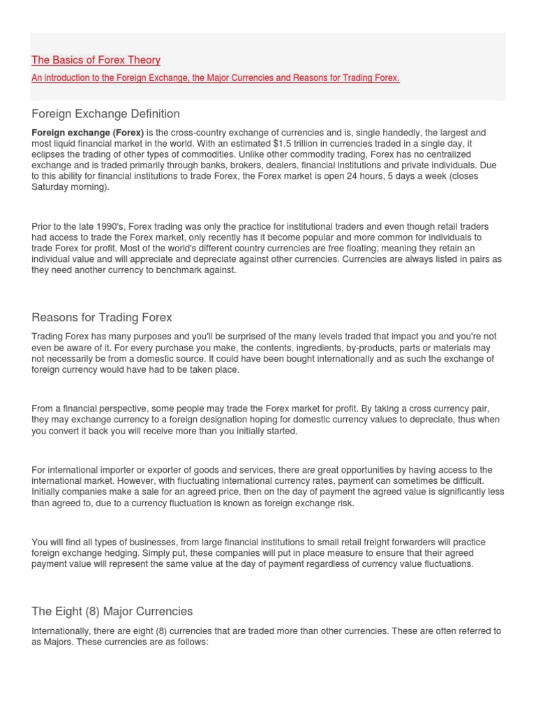 Forex Trading Basics Explained | PDF | Foreign Exchange Market ...
