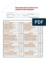 Ficha de Observação para Os Alunos Com Dificuldades de Aprendizagem