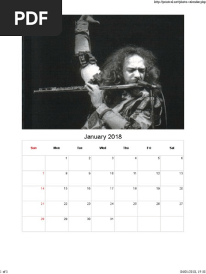 Jethro Tull - Ex Calendar Print , Jan 2018 - Via Free Photo Calendar Maker, Printable