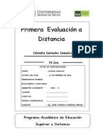 Primera Evaluación A Distancia: Cátedra Derecho Comercial