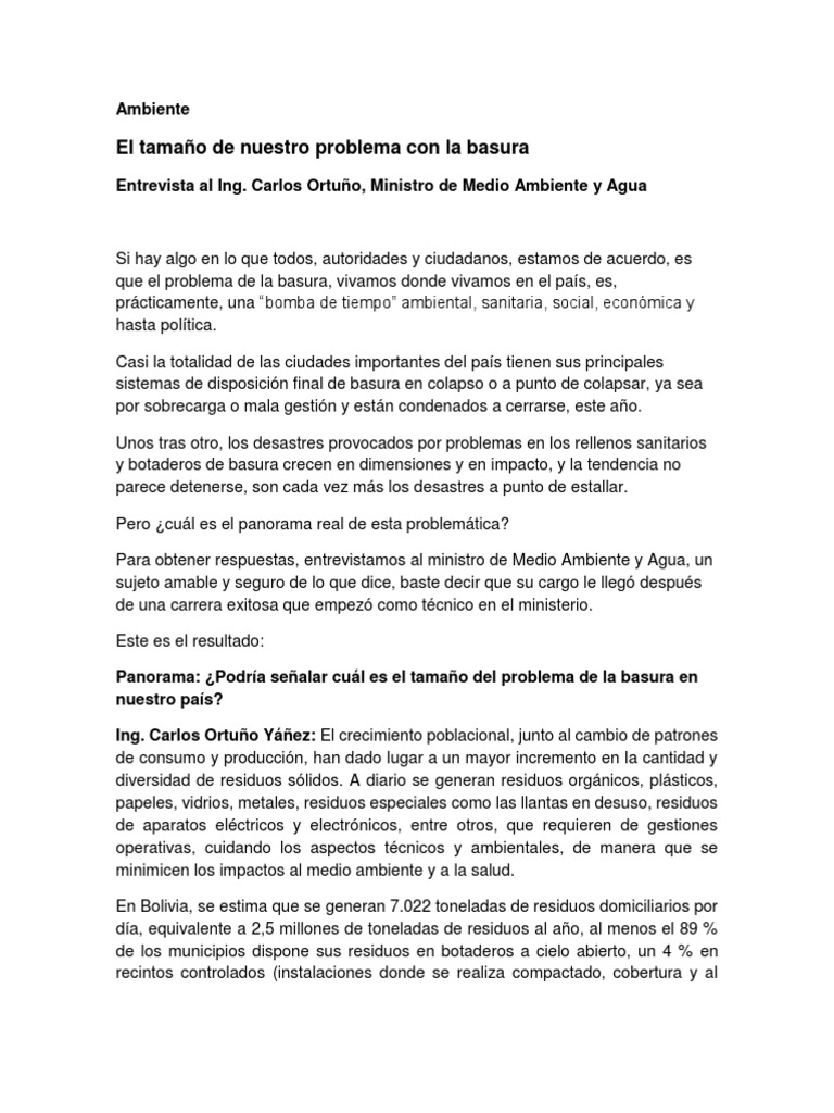 Bolivia - Tamaño de Problemática Basura | PDF | Vertedero | Residuos