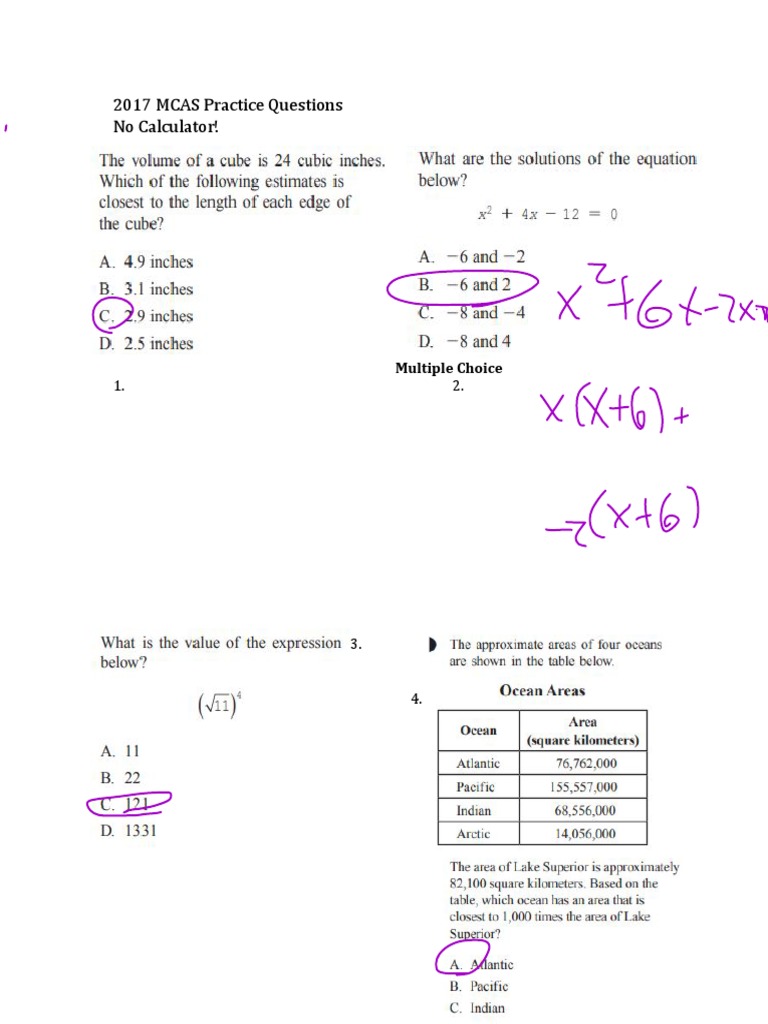 2017 MCAS Practice Questions Guide | PDF | Tests