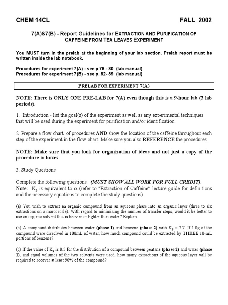 Extraction And Purification Of Caffeine From Tea Leaves Experiment Pdf Infrared Spectroscopy Analytical Chemistry