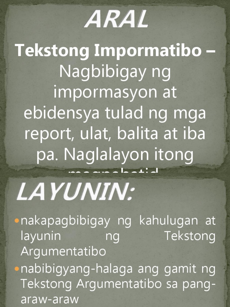 Ano Ang Tekstong Argumentatibo At Layunin Nito Pagbabasa Tekstong