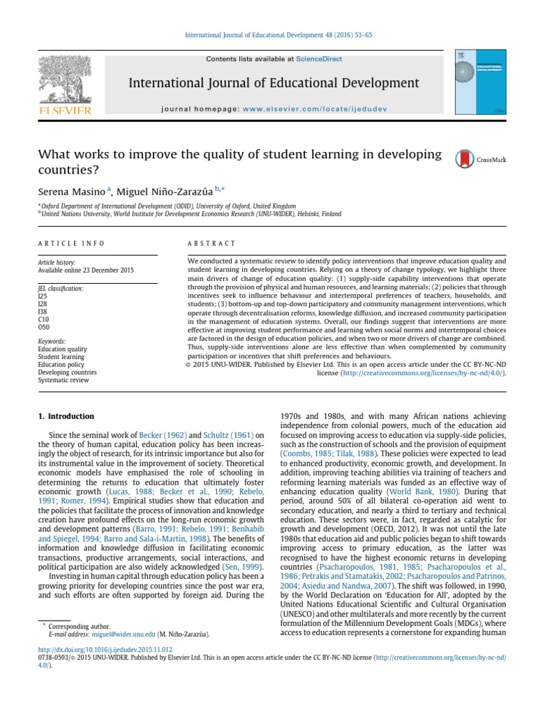 Improving Student Learning in Developing Countries | PDF | School ...