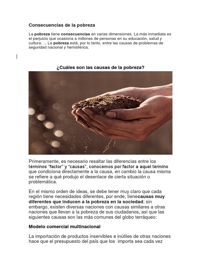 Consecuencias de La Pobreza | PDF | Pobreza | Pobreza e indigencia