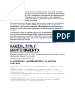 Kaizen, TPM Y Mantenimiento: La Gestión Del Mantenimiento Y La Mejora Continua