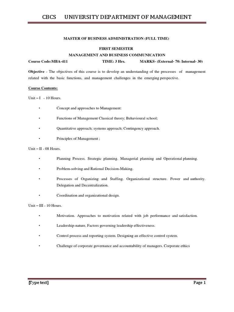 Mba Syllabus Full | PDF | Capital Budgeting | Leadership