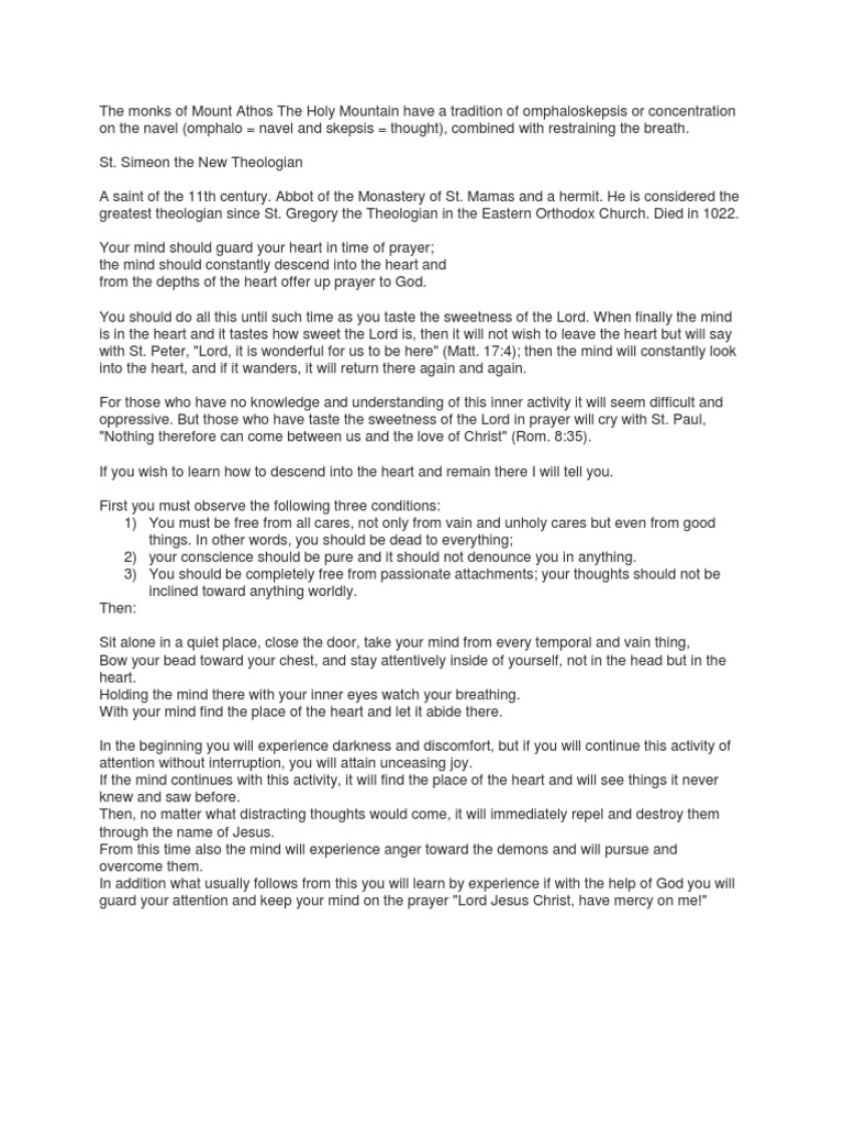 Prayer St. Simeon The New Theologian PDF Religious Behaviour And