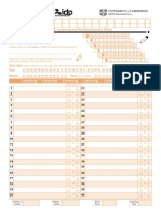 IELTS Listening Sample Answer Sheet