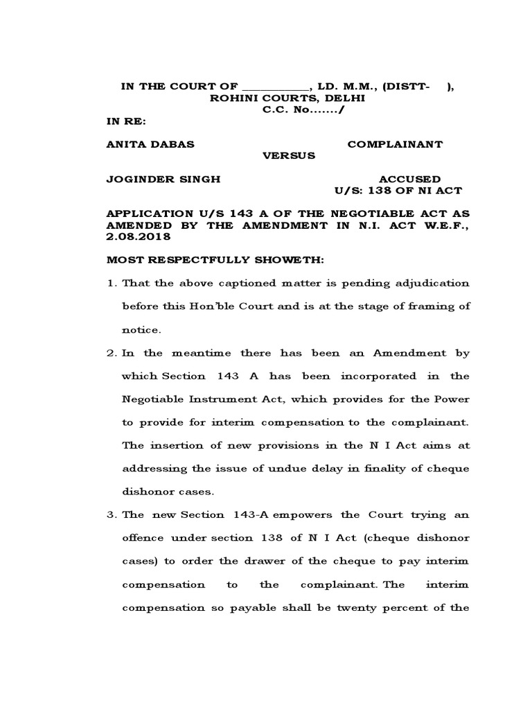 Application for Interim Compensation Under 143A | PDF | Law