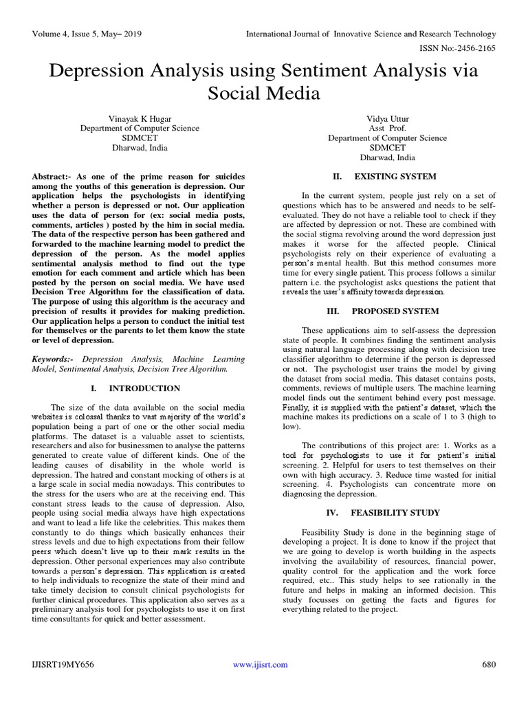 Sentiment Analysis for Depression Detection | PDF | Social Media ...