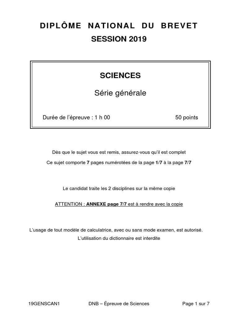 Sujet Brevet 2019 Physique chimie Avec Corrigé Pdf Sujets Brevet 2019 Sciences Serie G Amérique | PDF | Virus | Parachutisme