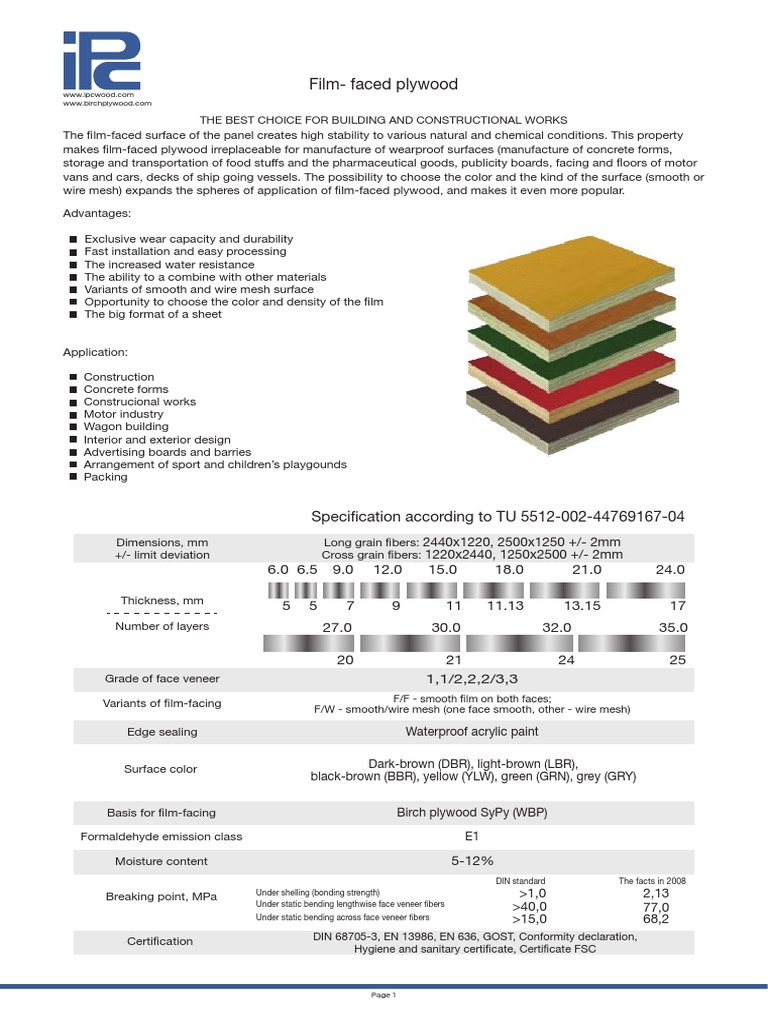 iPc_Birch Plywood Specifications.pdf Plywood Building Materials