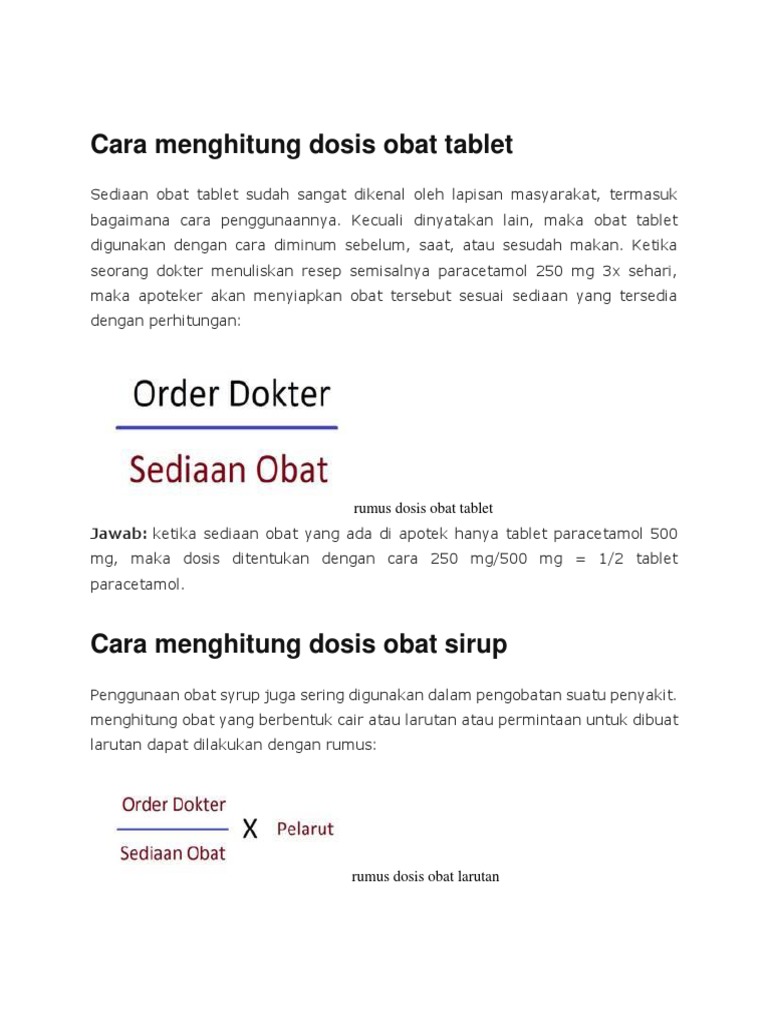 Cara Menghitung Dosis Obat Tablet