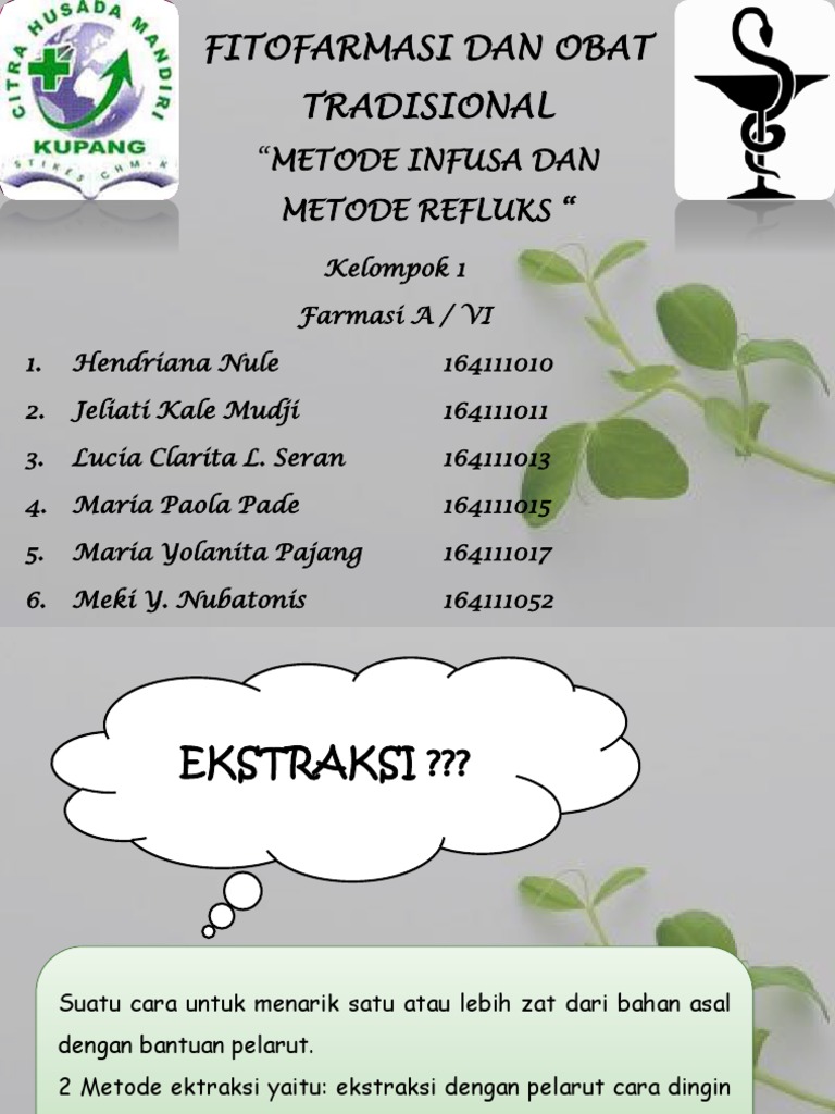 Metode Infusa dan Refluks dalam Ekstraksi | PDF