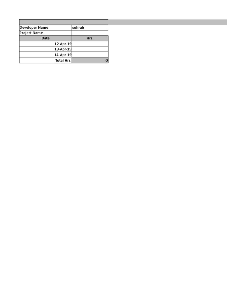 Developer TimeSheet Log | PDF