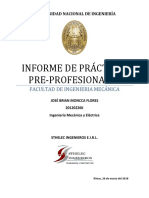 Informe de prácticas pre-profesionales en ingeniería mecánica