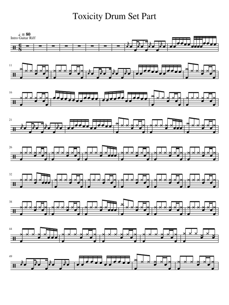 Toxicity Drum Set Part PDF PDF Rock Music Recorded Music