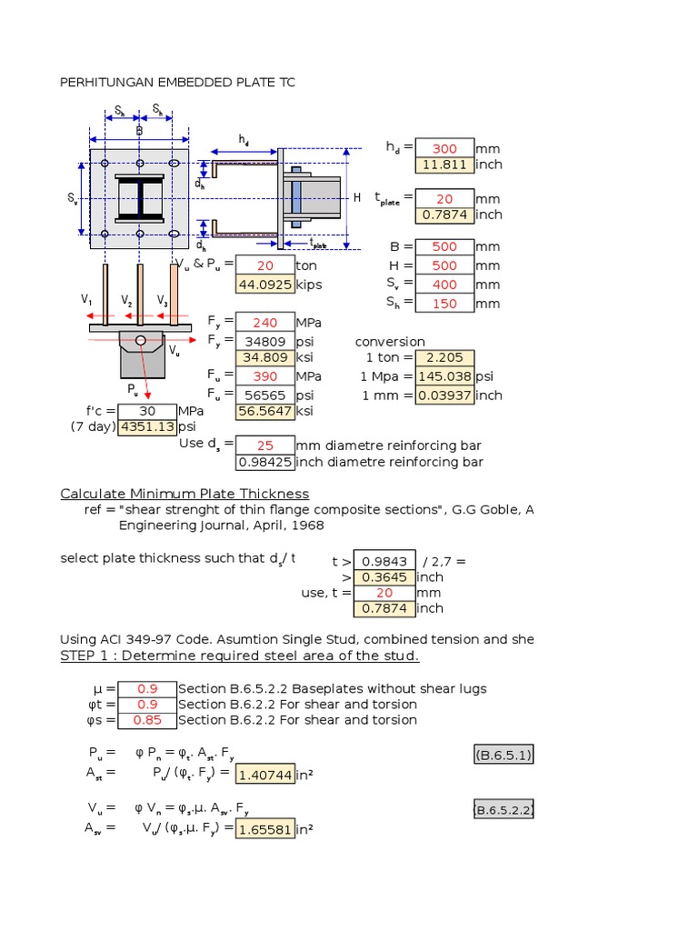 Spreadsheet For Sign Structure Base Plate | PDF | Strength Of Materials ...