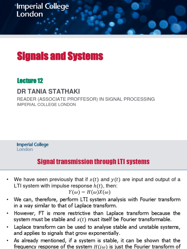 Signals & Systems Lecture Notes | PDF | Spectral Density | Information ...