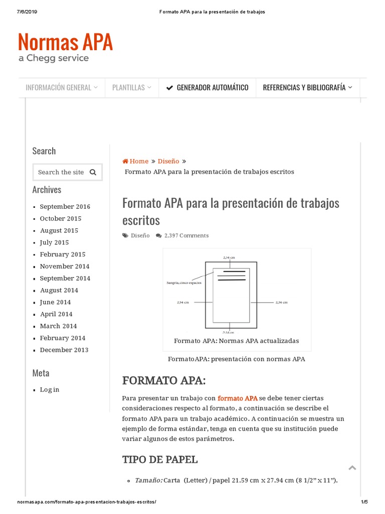 Formato APA para La Presentación de Trabajos PDF Publicación