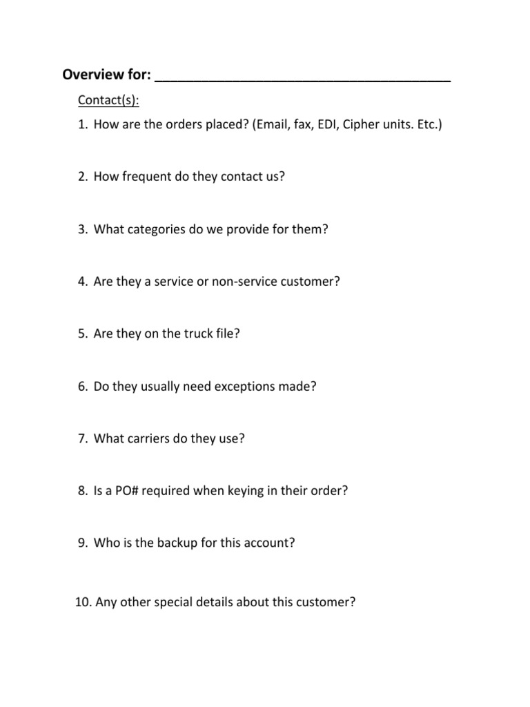 Blank Overview Sheets | PDF