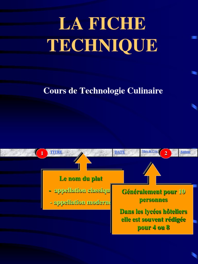 S 02 - La Fiche Technique PPT 2 Eme Version-2 | PDF | sauce | Cuisine