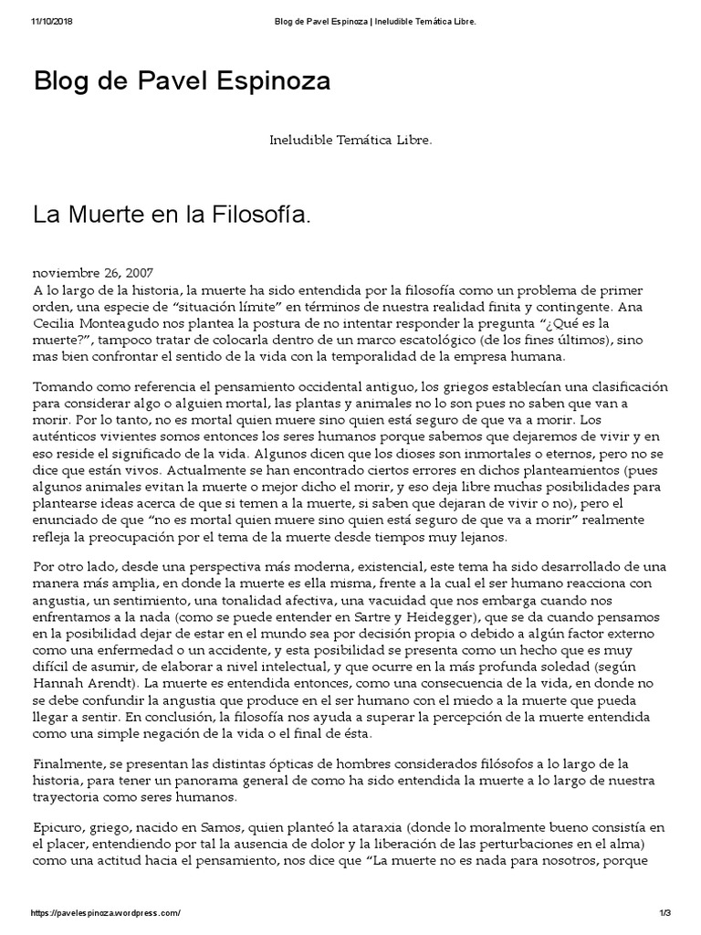 La Muerte en La Filosofia PDF | PDF | Metafísica | Muerte