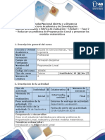 Guía de actividades y rúbrica de evaluación - Fase 2 - Redactar un problema de programación Lineal y presentar los modelos matemáticos.docx