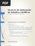 Técnicas de Elaboração de Trabalhos Científicos PARTE 1