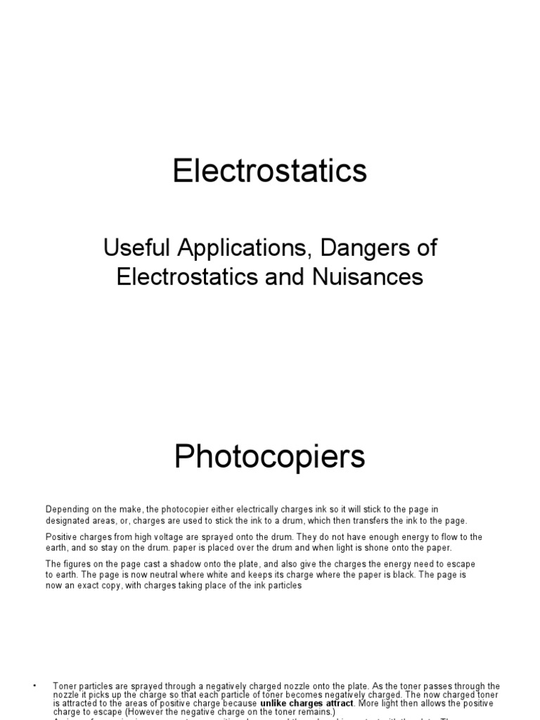 Electrostatics: Useful Applications, Dangers of Electrostatics and ...