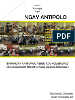 Barangay Antipolo: Barangay Anti-Drug Abuse Council (Badac) (Accomplishment Report For Drug Clearing Barangay)