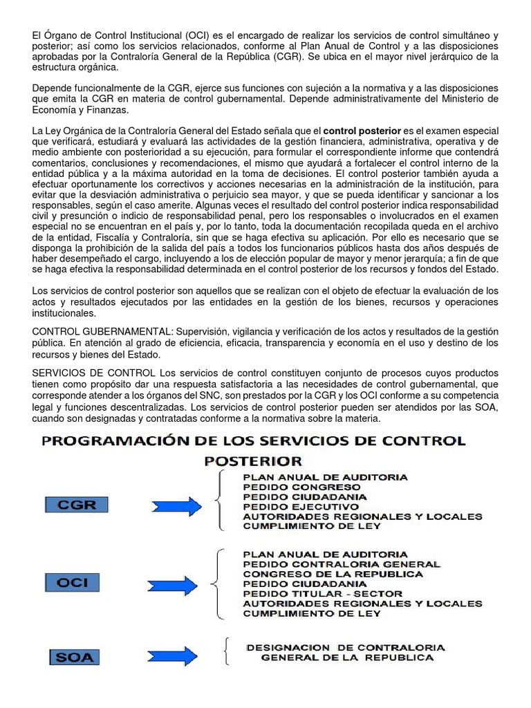 Servicios de Control Posterior en la CGR | PDF | Responsabilidad ...