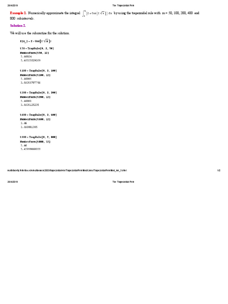 Trapezoidal Rule Numerical Integration | PDF | Teaching Methods ...