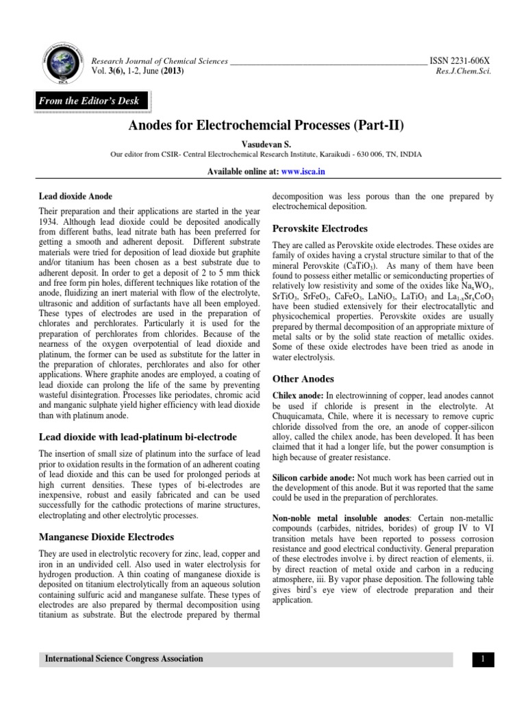 Anodes For Electrochemcial Processes Par PDF | PDF | Electrochemistry ...
