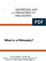 Philosophizing and To Philosophy: Approaches