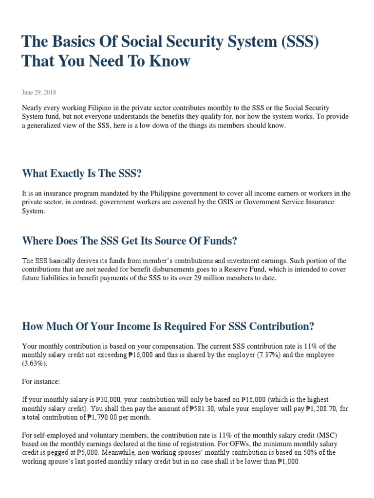 The Basics of Social Security System PDF Social Security (United