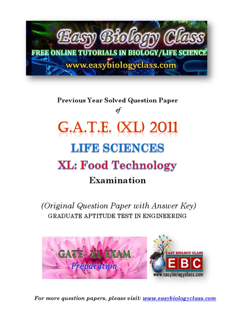 GATE Food Technology Previous Papers | PDF | Taste | Enzyme Inhibitor