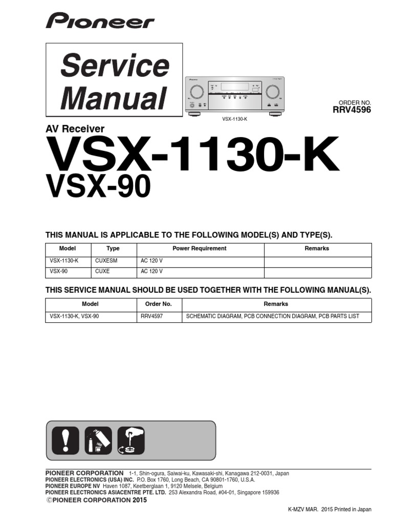 Pioneer Vsx 1130 K Vsx 90 Av Receiver Rrv4596 15 Sm Soldering Solder
