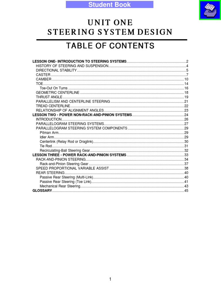 Unit One Unit One Steering System Design Steering System Design PDF