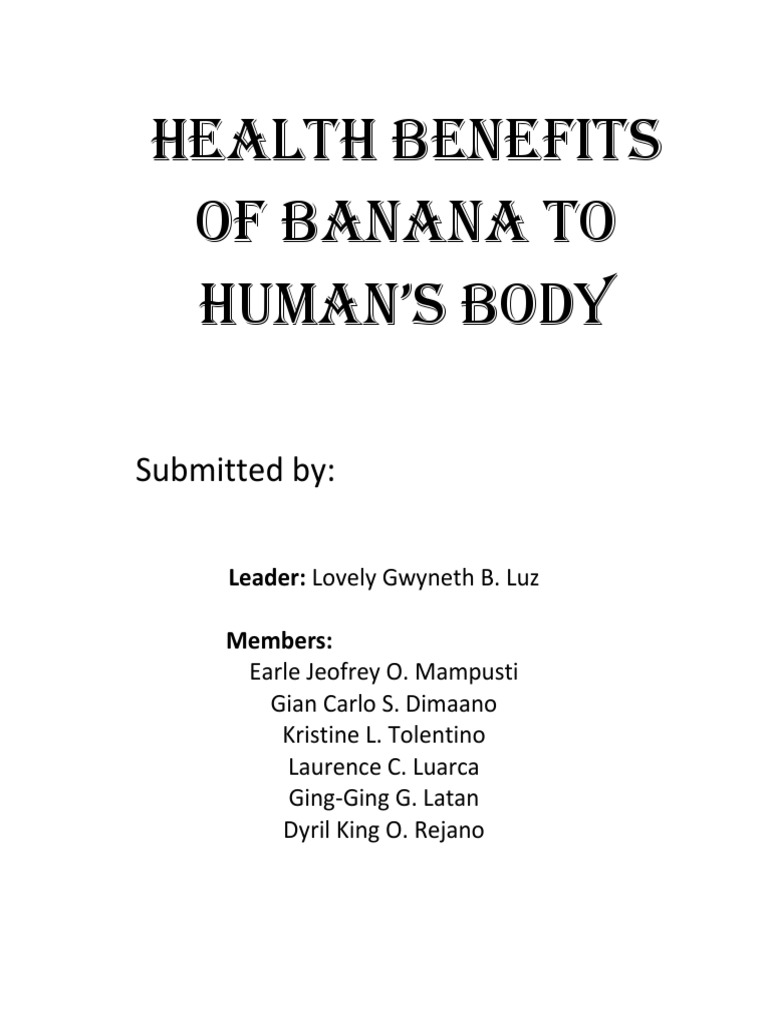 Health Benefits of Banana TO HUMAN PDF