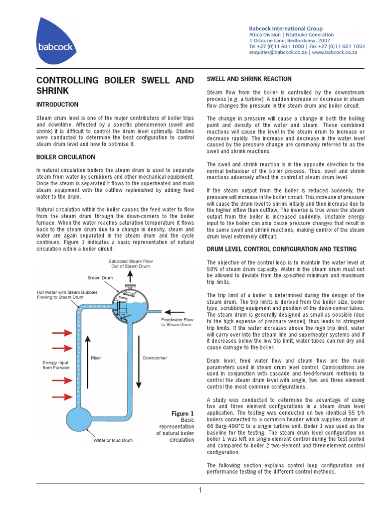 Controlling Boiler Swell and Shrink PDF Boiler Control Theory