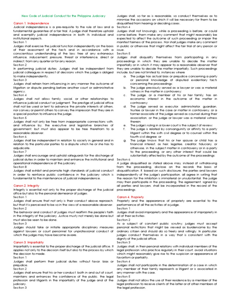New Code of Judicial Conduct For The Philippine Judiciary PDF