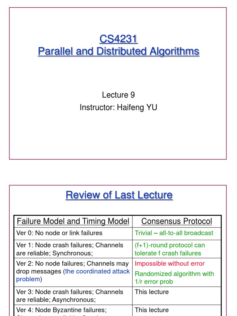 CS4231 Parallel and Distributed Algorithms: Instructor: Haifeng YU ...