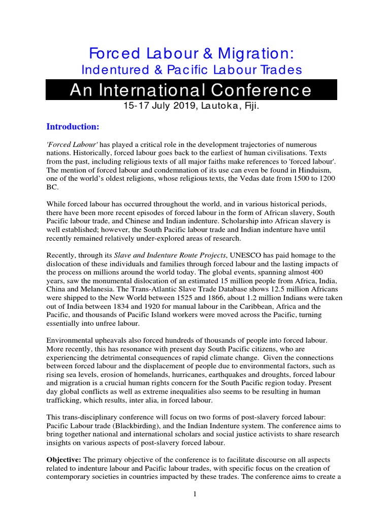 Forced Labour Conference Call-Final-6 Jan 19 | PDF | Slavery | Unfree ...